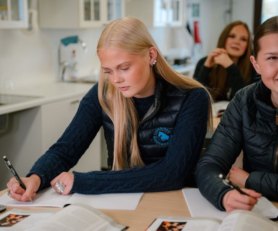 Elever studerar i ett klassrum på Ridgymnasiet i Varberg