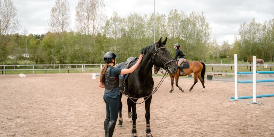 Elev med häst på Sveriges Ridgymnasium i Kungsbacka
