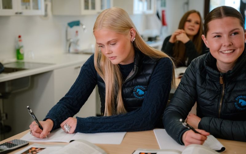 Elever studerar i ett klassrum på Ridgymnasiet i Varberg